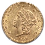 1857 $20 Liberty Gold Double Eagle MS-60 PCGS