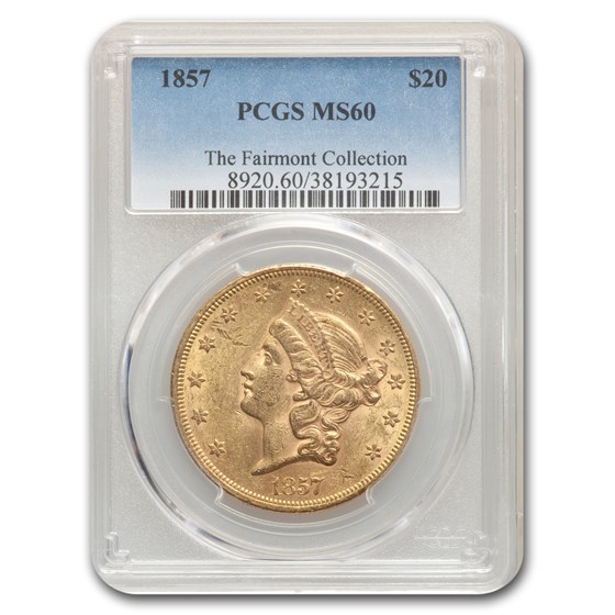1857 $20 Liberty Gold Double Eagle MS-60 PCGS 1857 $20 Liberty Gold Double Eagle MS-60 PCGS