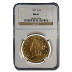 1857 $20 Liberty Gold Double Eagle MS-61 NGC