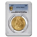 1857 $20 Liberty Gold Double Eagle MS-62 PCGS