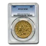 1857 $20 Liberty Gold Double Eagle XF-40 PCGS