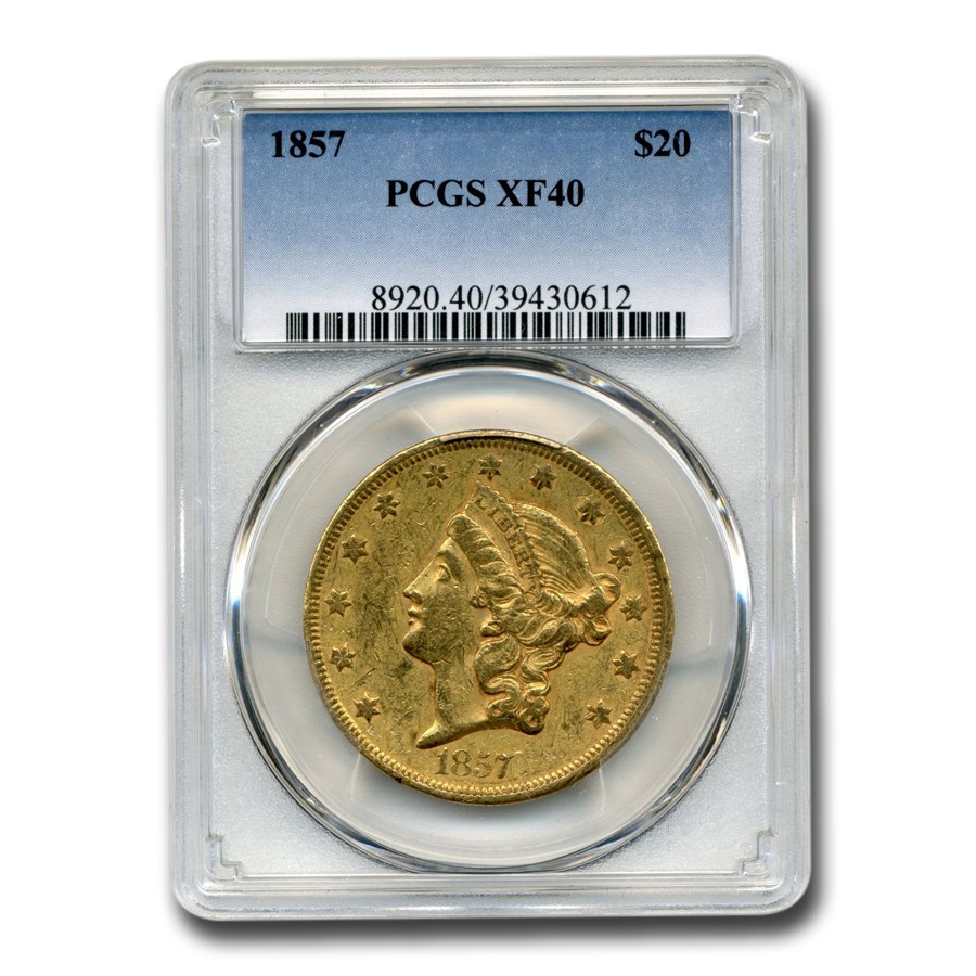 1857 $20 Liberty Gold Double Eagle XF-40 PCGS
