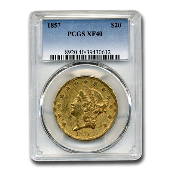 1857 $20 Liberty Gold Double Eagle XF-40 PCGS 1857 $20 Liberty Gold Double Eagle XF-40 PCGS