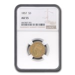 1857 $3 Gold Princess AU-55 NGC