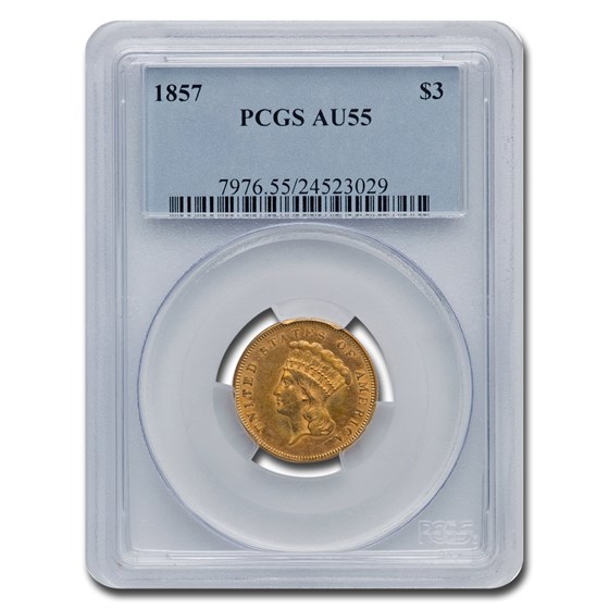 1857 $3 Gold Princess AU-55 PCGS 1857 $3 Gold Princess AU-55 PCGS