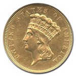 1857 $3 Gold Princess AU-58 NGC