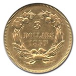 1857 $3 Gold Princess AU-58 NGC