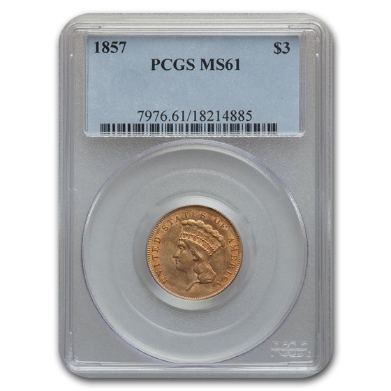 1857 $3 Gold Princess MS-61 PCGS 1857 $3 Gold Princess MS-61 PCGS