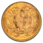 1857 $3 Gold Princess MS-64 PCGS (10% Clamshell Split Planchet)