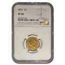 1857 $3 Gold Princess VF-30 NGC