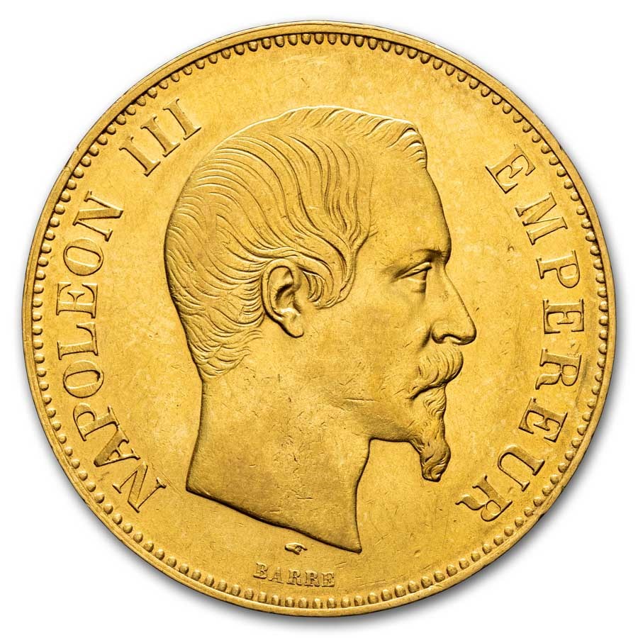 1857-A France Gold 100 Francs Napoleon III AU
