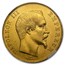 1857-A France Gold 50 Francs Napoleon III MS-62 NGC