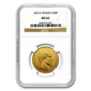 1857-A France Gold 50 Francs Napoleon III MS-62 NGC