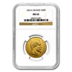1857-A France Gold 50 Francs Napoleon III MS-62 NGC