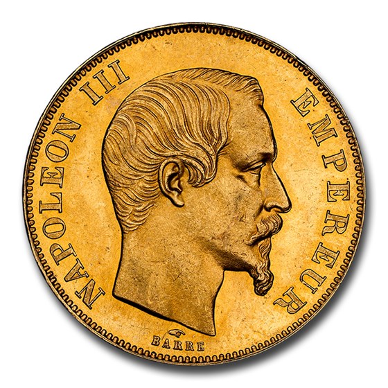 1857-A France Gold 50 Francs Napoleon III MS-64 NGC 1857-A France Gold 50 Francs Napoleon III MS-64 NGC