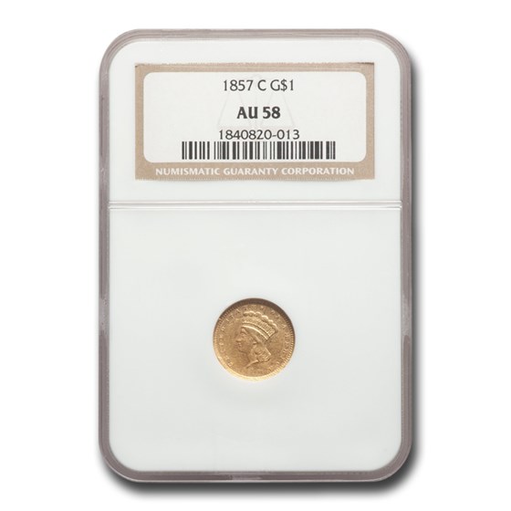 1857-C $1 Indian Head Gold AU-58 NGC 1857-C $1 Indian Head Gold AU-58 NGC