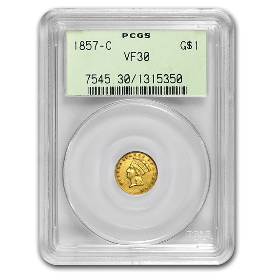1857-C $1 Indian Head Gold VF-30 PCGS 1857-C $1 Indian Head Gold VF-30 PCGS