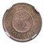 1857 Denmark 1/2 Skilling MS-66 NGC (Red/Brown)