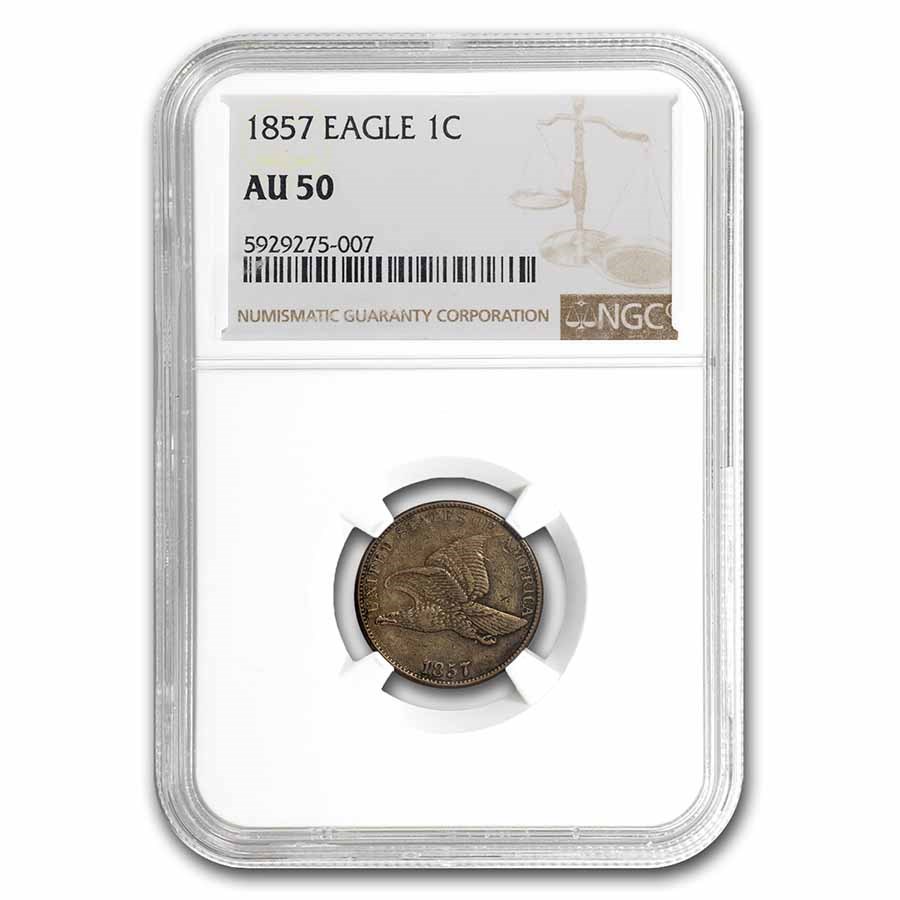 1857 Flying Eagle Cent AU-50 NGC