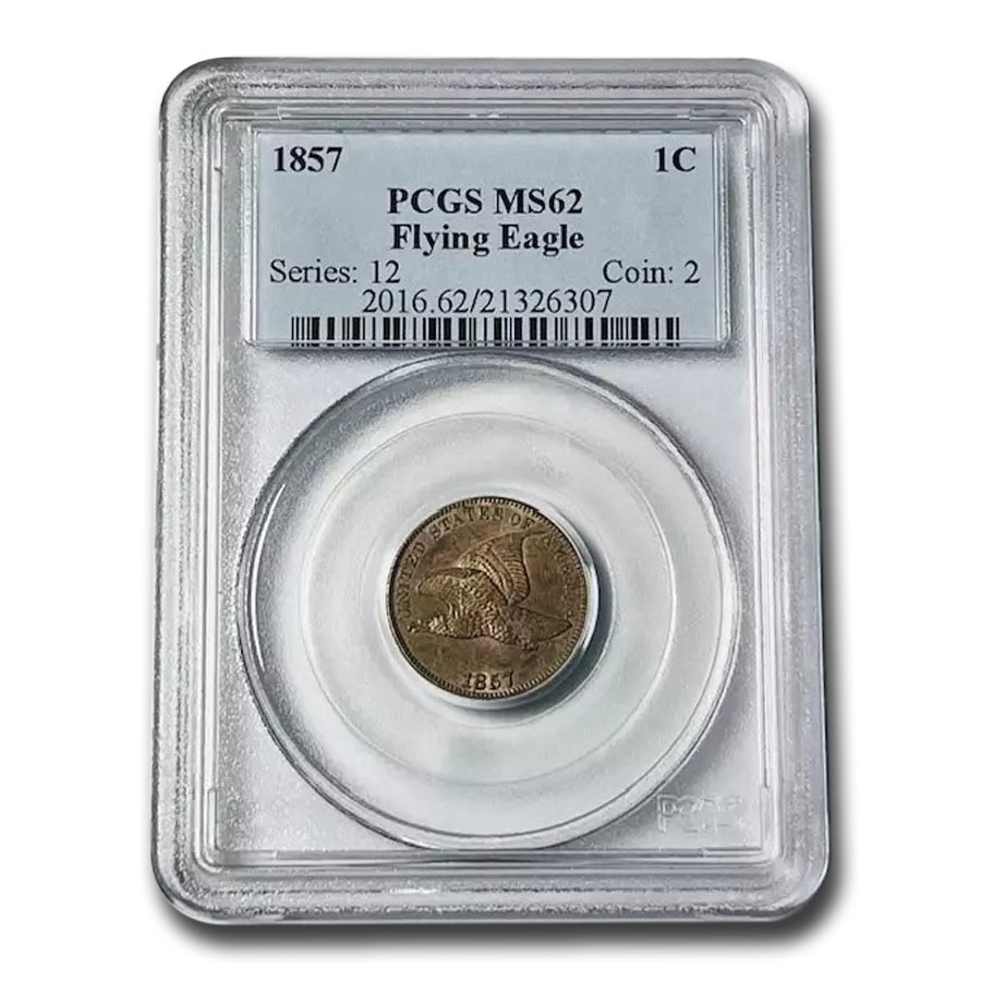 1857 Flying Eagle Cent MS-62 PCGS