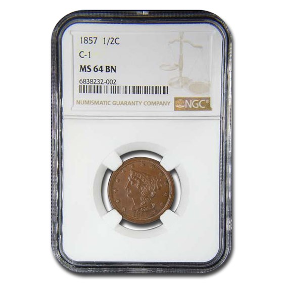 1857 Half Cent MS-64 NGC (Brown, C-1) 1857 Half Cent MS-64 NGC (Brown, C-1)