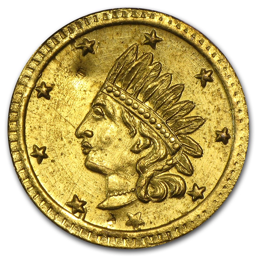 Buy 1857 Indian Round California Gold Token AU APMEX buy-1857-indian-round-california-gold-token-au-apmex
