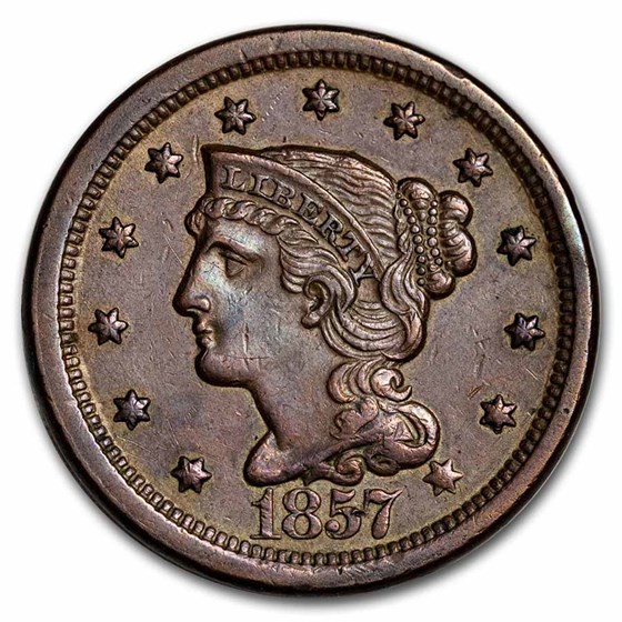 1857 Large Cent Lg Date AU 1857 Large Cent Lg Date AU