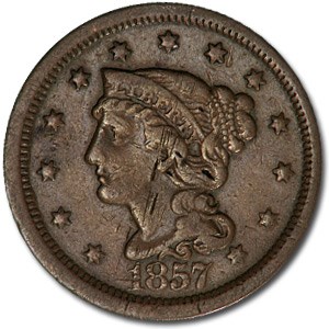 1857 Large Cent Lg Date VF Details 1857 Large Cent Lg Date VF Details