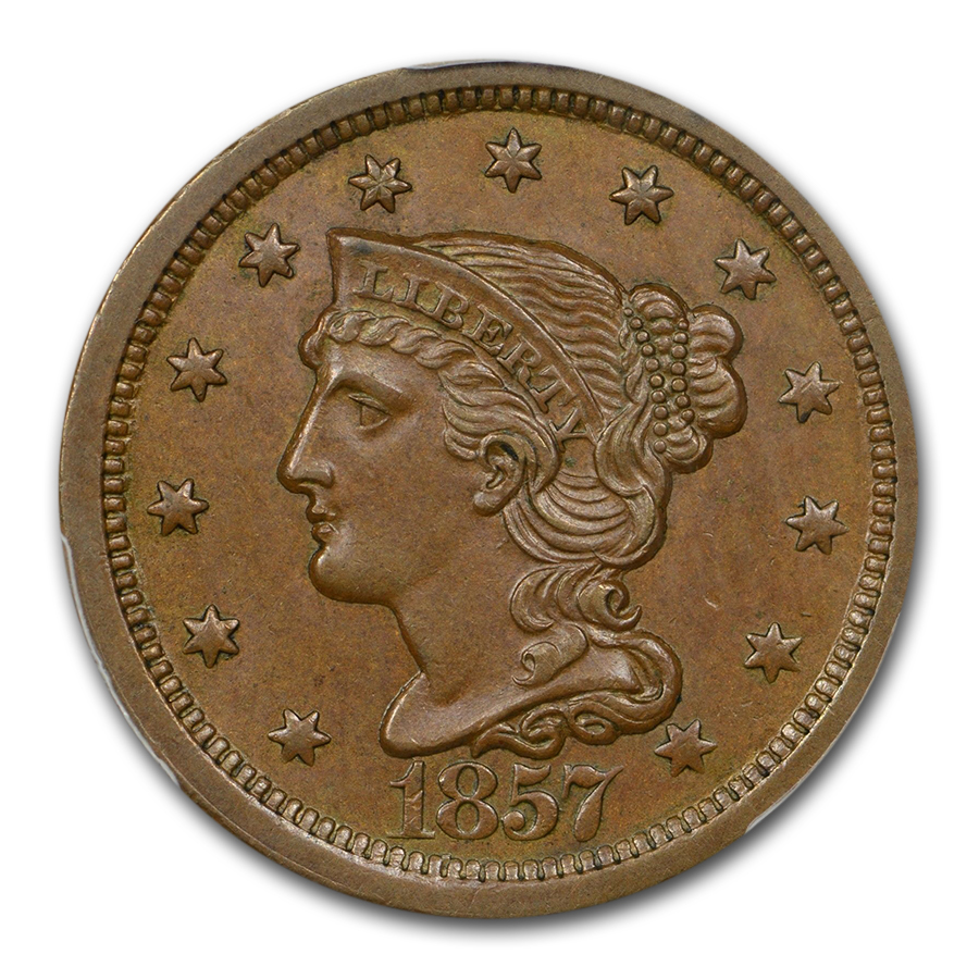 1857 (None) Phil Braided Hair Large Cent Large Date Value | BN - APMEX