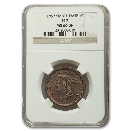 1857 Large Cent MS-66 NGC (Brown, Small Date, N-2) 1857 Large Cent MS-66 NGC (Brown, Small Date, N-2)