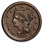 1857 Large Cent Sm Date AU