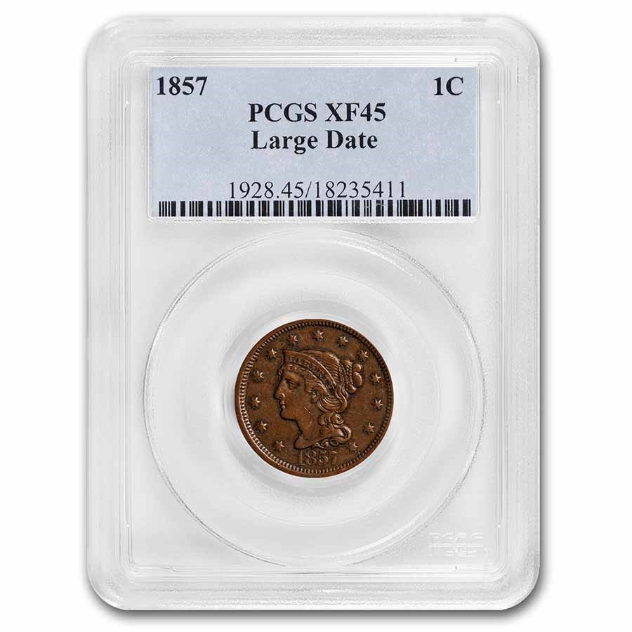 1857 Large Date Large Cent XF-45 PCGS