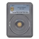 1857 Liberty Octagonal 25c Gold MS-63 PCGS (BG-1301)