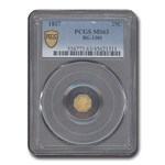 1857 Liberty Octagonal 25c Gold MS-63 PCGS (BG-1301)