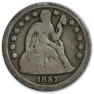 1857 Liberty Seated Dime Good