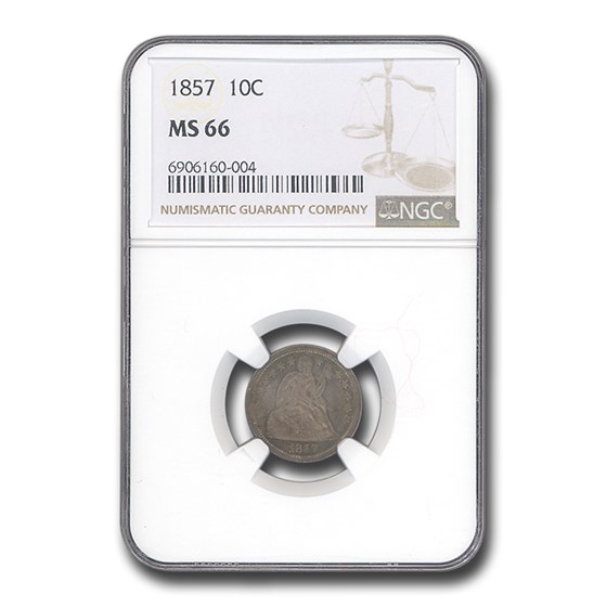 1857 Liberty Seated Dime MS-66 NGC 1857 Liberty Seated Dime MS-66 NGC