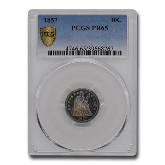 1857 Liberty Seated Dime PR-65 PCGS 1857 Liberty Seated Dime PR-65 PCGS