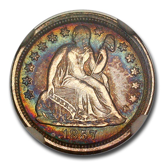 1857 Liberty Seated Dime XF-45 NGC 1857 Liberty Seated Dime XF-45 NGC