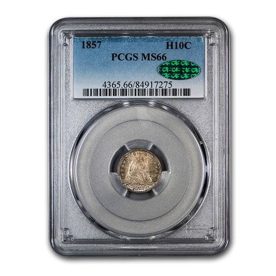 1857 Liberty Seated Half Dime MS-66 PCGS CAC 1857 Liberty Seated Half Dime MS-66 PCGS CAC