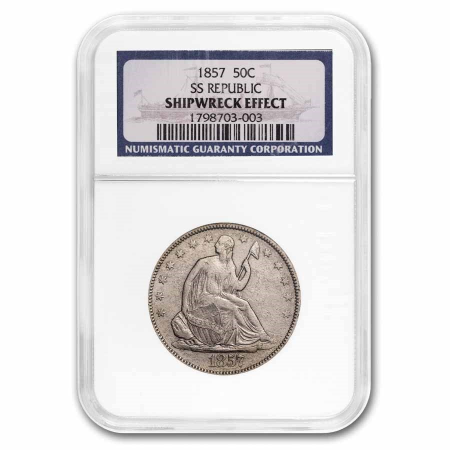 1857 Liberty Seated Half Dollar SS-Republic Shipwreck NGC