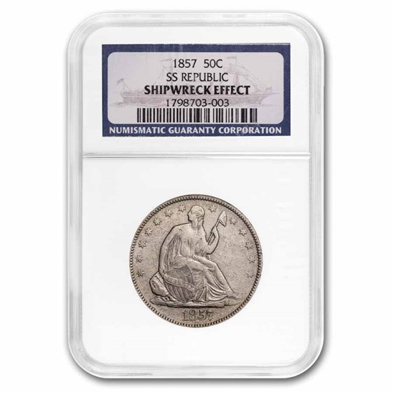 1857 Liberty Seated Half Dollar SS-Republic Shipwreck NGC 1857 Liberty Seated Half Dollar SS-Republic Shipwreck NGC