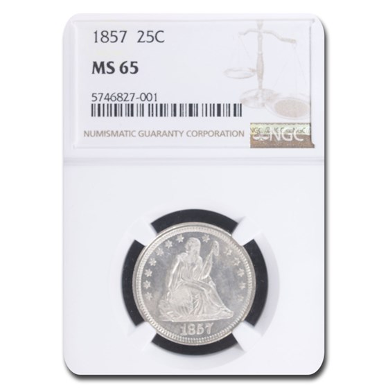 1857 Liberty Seated Quarter MS-65 NGC 1857 Liberty Seated Quarter MS-65 NGC