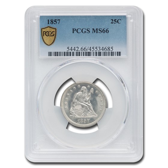 1857 Liberty Seated Quarter MS-66 PCGS 1857 Liberty Seated Quarter MS-66 PCGS