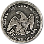 1857 Liberty Seated Quarter VG