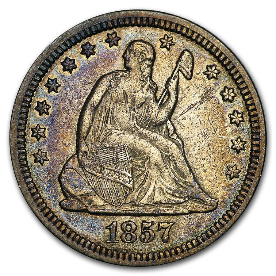 1857 Liberty Seated Quarter XF