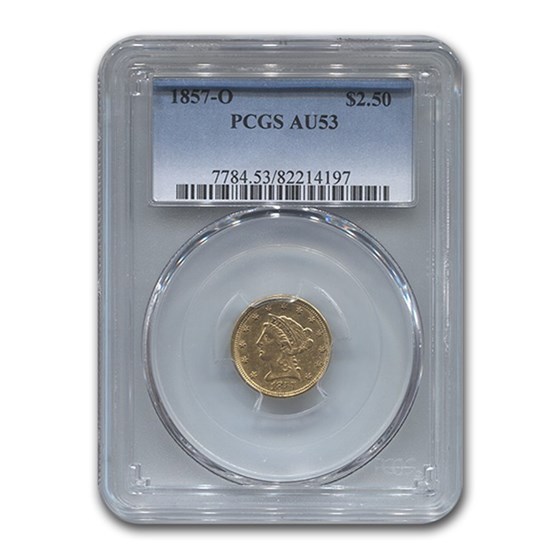 1857-O $2.50 Liberty Gold Quarter Eagle AU-53 PCGS 1857-O $2.50 Liberty Gold Quarter Eagle AU-53 PCGS