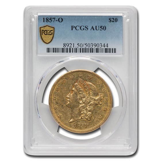 1857-O $20 Liberty Gold Double Eagle AU-50 PCGS 1857-O $20 Liberty Gold Double Eagle AU-50 PCGS
