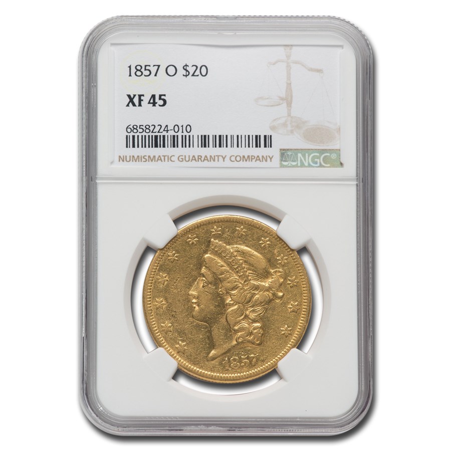 1857-O $20 Liberty Gold Double Eagle XF-45 NGC