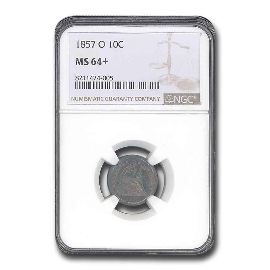 1857-O Liberty Seated Dime MS-64+ NGC