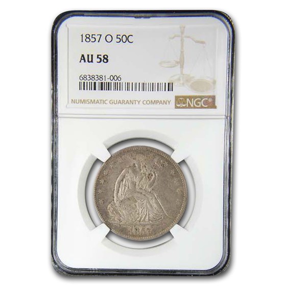 1857-O Liberty Seated Half Dollar AU-58 NGC 1857-O Liberty Seated Half Dollar AU-58 NGC